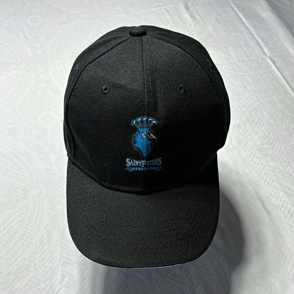 Saint Peter's Peacocks Black Adjustable Strapback Baseball Cap One Size